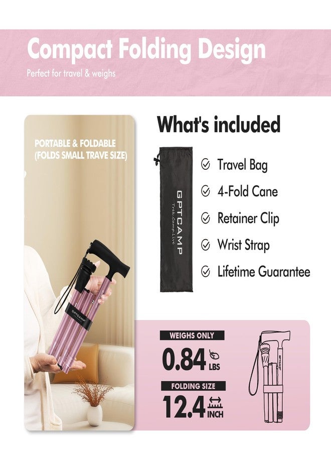 GPTCAMP G2 Walking Stick, Fold-up Walking Cane for Women and Men with Wrist Strap, Portable, Foldable, Collapsible, Lightweight and Sturdy with Comfortable T Handle - Image 3